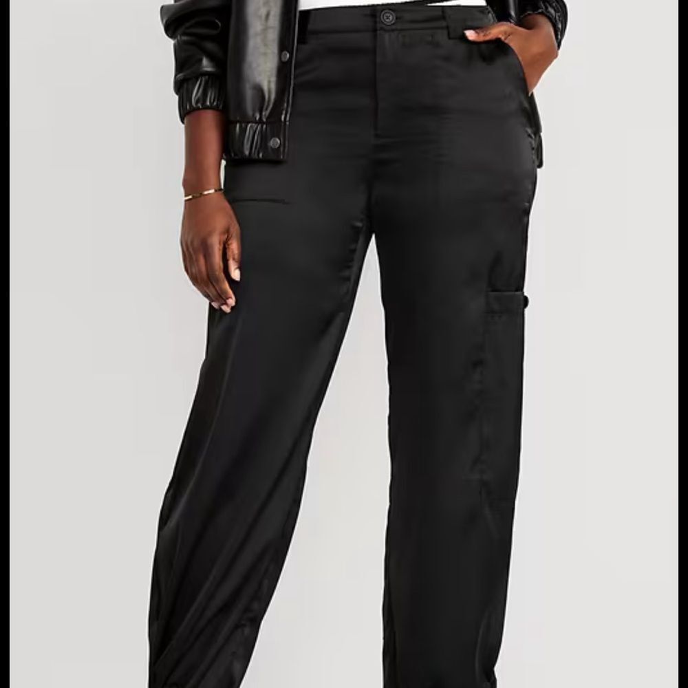 Old Navy Black Satin Track Pants